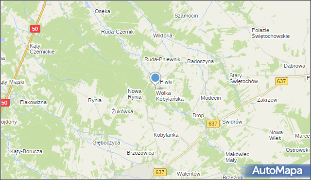 mapa Wólka Kobylańska, Wólka Kobylańska na mapie Targeo